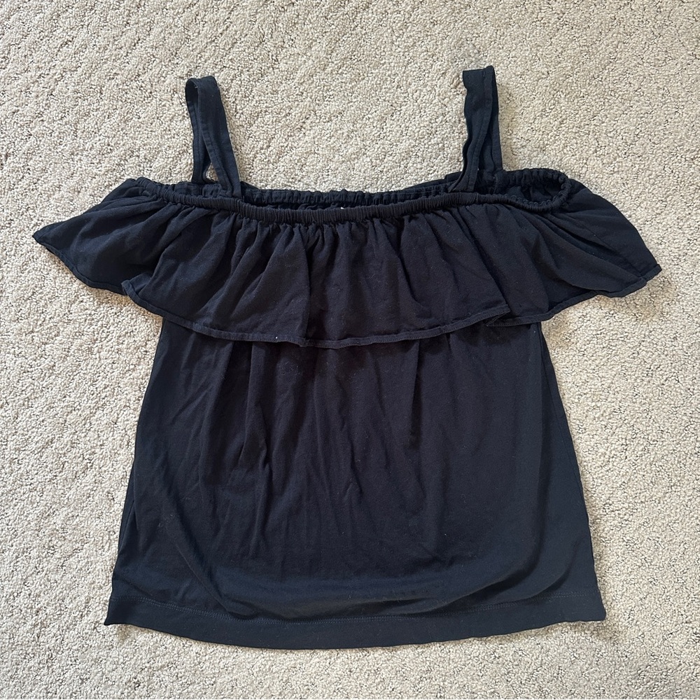 JCrew Womens Black Striped Off-The-Shoulder Blouse Tank in Sz Small